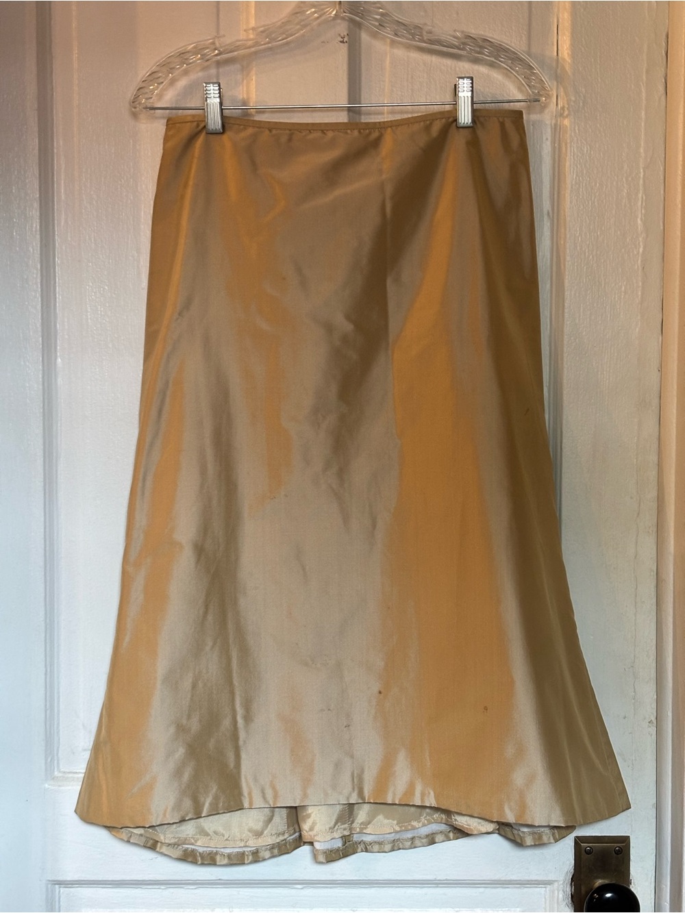 Carmen Marc Valvo Collection Gold Silk Taffeta Maxi Skirt Size 6